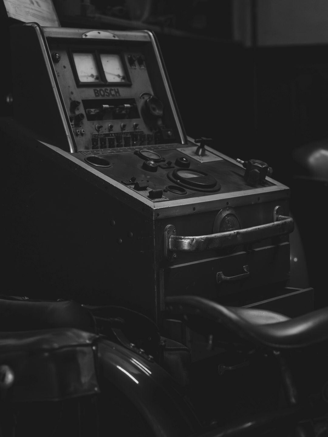 Vintage radio studio with microphone and mixing console